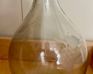 Blown Glass Clear Decanter with Grape Pattern
