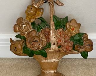 Painted Cast Iron Floral Bouquet Door Stop