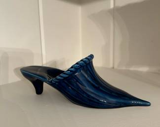 Blue Ceramic Shoe Figurine