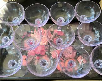 Set of 12 Lavender Glass Champagne Coupes