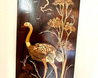 Wood panel with bird