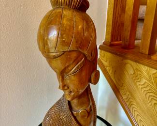 Hand carved wood Asian sculpture