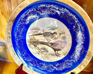 Vintage Bavarian cobalt plate with gold border