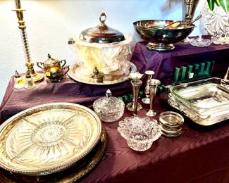 Large selection of crystal and silver