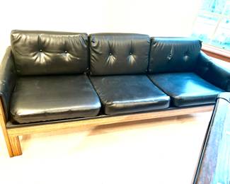 Mid Century Modern wood base sofa