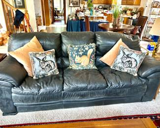 Black leather sofa