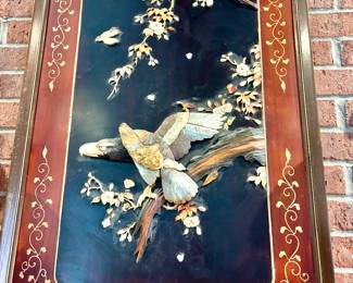 Magnificent ivory and stone wall panel
