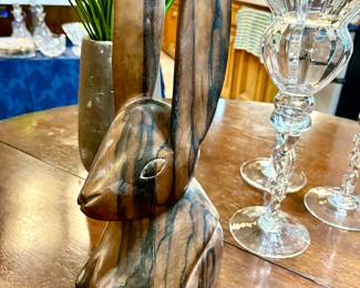 Humorous wooden rabbit