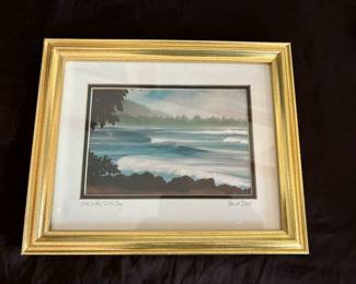 Small signed and numbered "Lone Surfer. Turtle Bay"