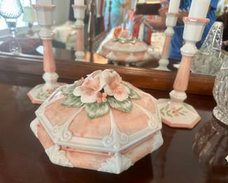 Nora Fenton Candlesticks and Powder Box