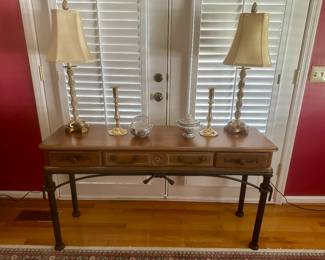 Wood & Iron Trim Sofa Table
