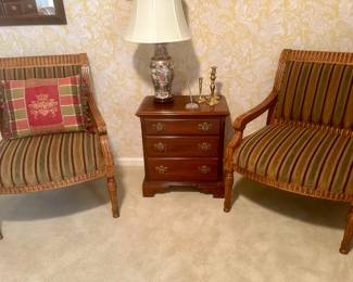 Matching Striped Sherrill Arm Chairs