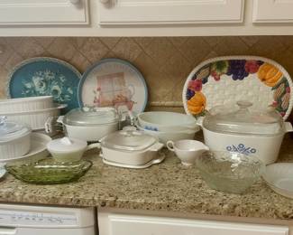 Corningware French White & Blue coneflower Casserole Dishes