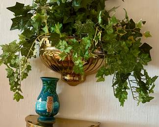 Brass Planter with Matching Shelf