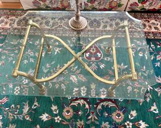 Hollywood Regency Brass with Glass Coffee Table