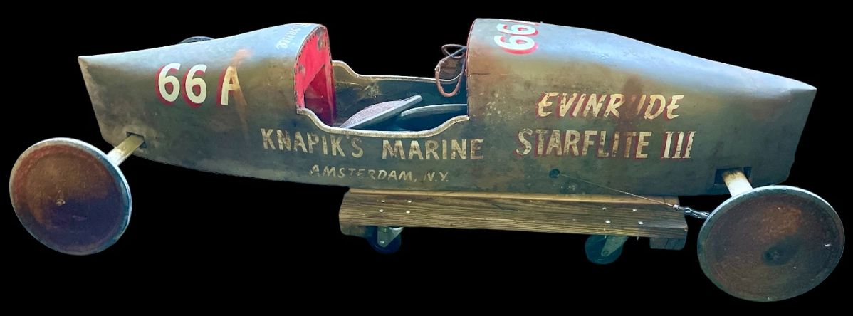 1950's Soap Box Derby Car Knapiks Marine Amsterdam, NY Evinrude Starflite III