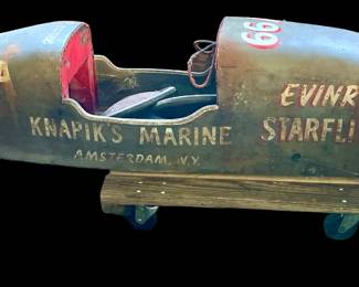 1950's Soap Box Derby Car Knapiks Marine Amsterdam, NY Evinrude Starflite III