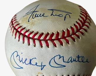 Signed Baseball Willie Mays & Mickey Mantle. No COA