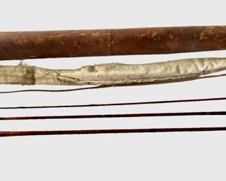 Antique Iver Johnson Bamboo Fly Fishing Pole w/ Case