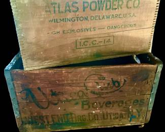 Atlas Gunpowder & Utica Club Beer Wooden Boxes