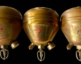 Vintage Chlorobromomethane Automatic Fire Extinguisher 1940's. 2- Full 1-Empty