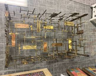 Brutalist coffee table w/glass top!