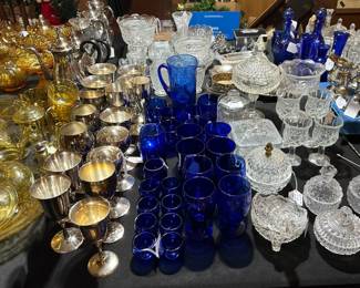 Cobalt blue, crystal and silver