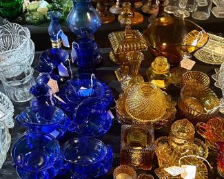 Colbalt blue and amber glass