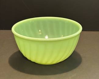 Green milk glass bowl