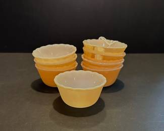 Fire King Peach Luster custard cups at least a set of 8.