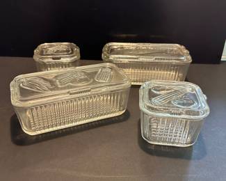 Federal Glass Ribbed Refrigerator containers