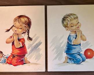 Kitch Constanza Girl and Boy praying print