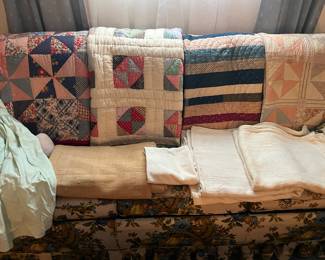 3 Acadian hand spun blankets 4 handmade quilts
