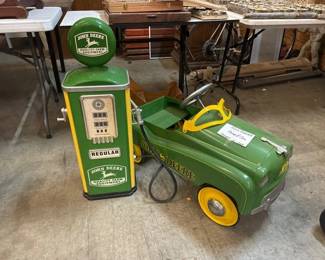 JOHN DEERE PEDAL CAR AND PUMP