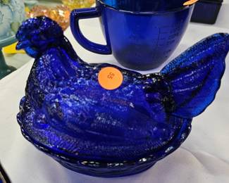 COBALT BLUE HEN ON NEST