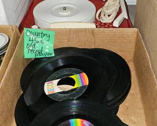 LOT OF 45 RECORDS AND RECORD PLAYER