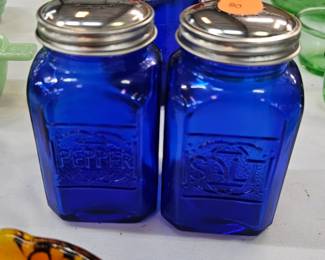 COBALT BLUE SALT AND PEPPER SHAKERS