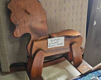 VINTAGE WOODEN ROCKING HORSE