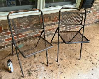 #145 Set of 2 Folding Metal Chairs (as is rust) $20.00
