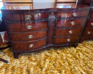 #19 Mahogany Curved Wood 8 Drawer Dresser - 54x20x36 (as is scratches) $100.00