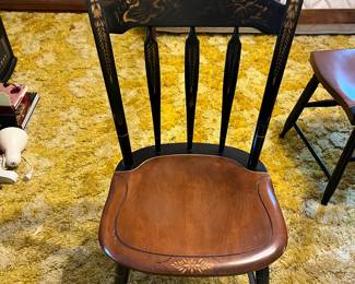 #59 Odd Black/Wood Chair w/leaf Design $25.00