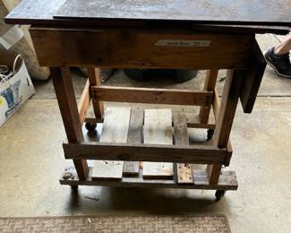 #128 Home-made Wood Bench on Wheels - 34x24x36 $20.00