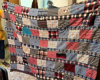 #76 Scrappy Hand Tied Machine Pieces w/Pieced Back (holes on back) - 78x56 $45.00