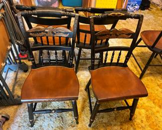 #57 Set of 2 Wood/Black w/gold eagle Design - set of 2 chairs $50.00
