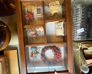 #69 Wood Shadow Box w/creatures inside - 13x8x2 $20.00