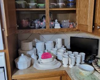 Large Pfaltzgraff Collection. This home has many gorgeous serving sets. 