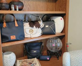 Designer items, Beautiful Cut glass bowl  and Vintage magazine. 