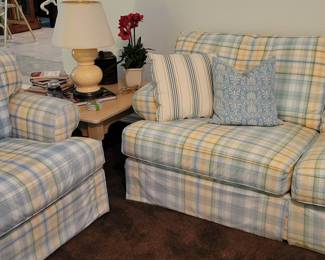 This cheerful Sofa and Lg Chair  works will with the beautiful lamp. 