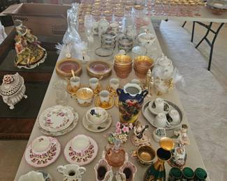 Capodimonte, tiffin glass and emerald Bohemian glass