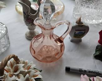 Pink Glass, Capodimonte lily basket